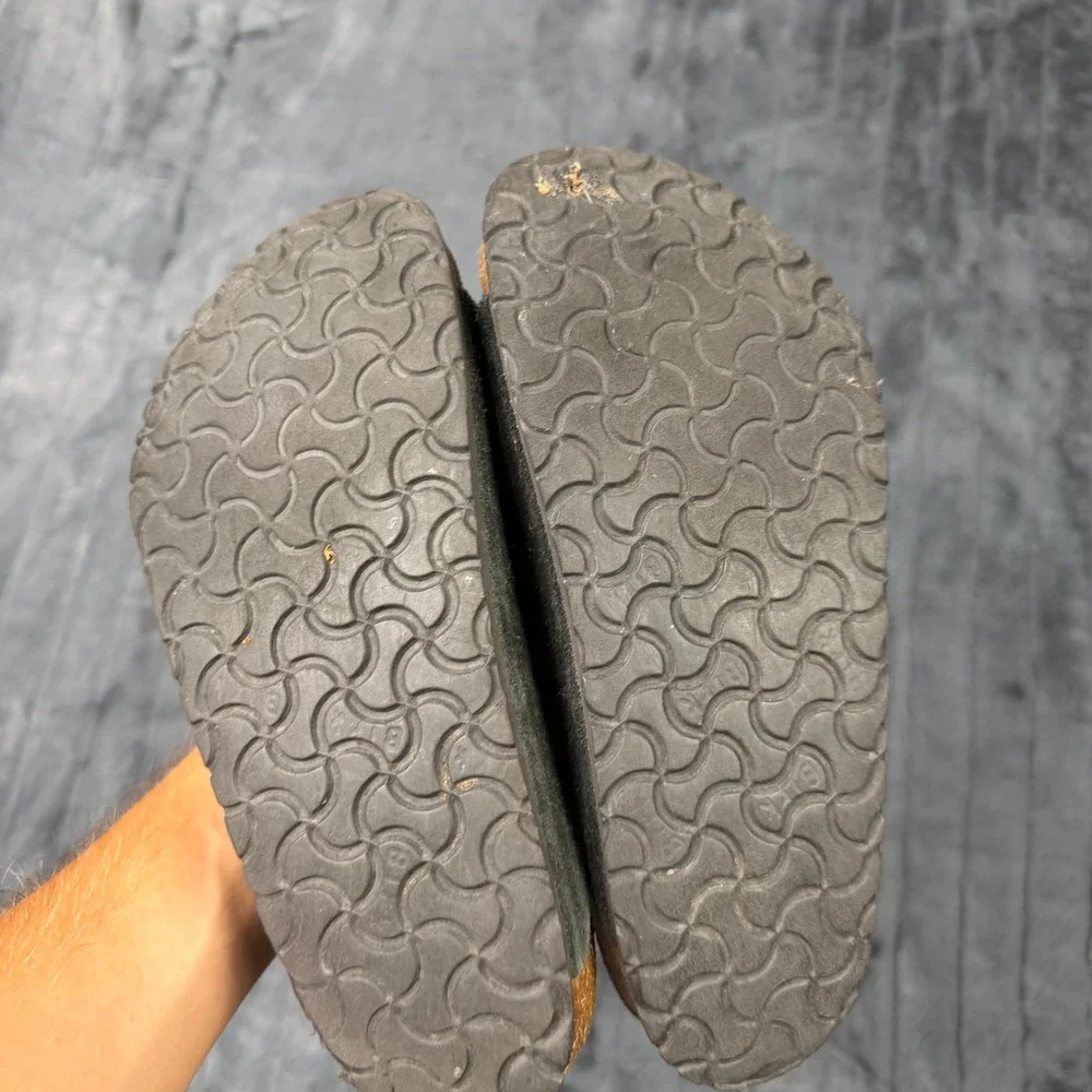 Birkenstock Arizona Sandals 41 Black Suede Double Strap Cork Slides